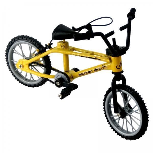6X 1:18 Fahrradmodell, Mini Fahrradspielzeug, Basteln, Fingerbikes Spielzeug, Miniatur Mountainbike Modell für Partydeko, Gelb