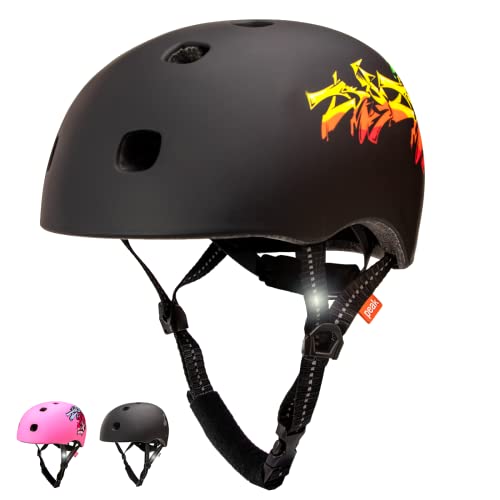 Crazy Safety RAMP Skateboard-Fahrradhelm | Multisport Fahrradhelm | Superleicht | Größenverstellbar | Verstärkter stoßabsorbierender EPS-Kern | BMX Helm (Grafitti, M/L)