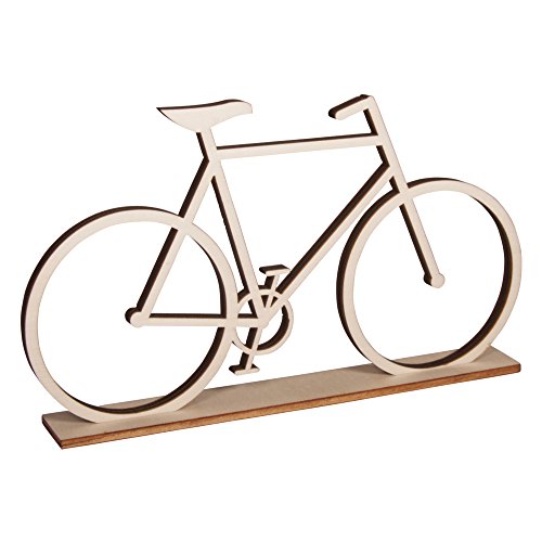 Rayher 62814000 Fahrrad aus Holz, mit Holzständer zum Stellen, FSC zertifiziert, 20 x 11 cm, Dekofahrrad für Geldgeschenke
