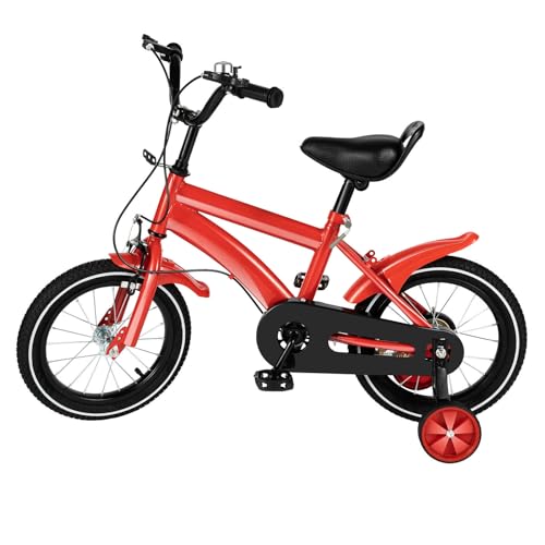 vinnyooc 35,6 cm (14 Zoll) Kinderfahrrad, höhenverstellbar, Fahrrad für Kinder von 3 bis 6 Jahren, Mini-Fahrrad mit Stützrädern, Rot