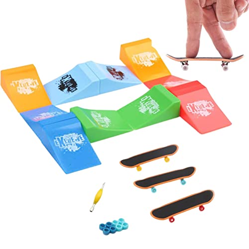 higyee Fingerboard Skate Park Kit | Rollbrett Spielzeug für | Rampe für LKWs, Plattform, Skatepark, mit Fingerrollbrettern, Spielspielzeug