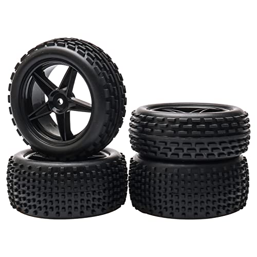 Pxyelec Vorderräder und Reifen, Maßstab 1:10, schwarz, 5 Speichen für HSP