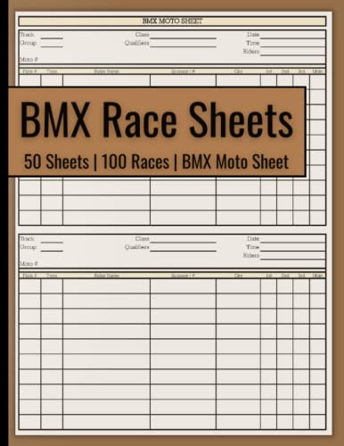 BMX Race Sheets: BMX Moto Sheets | 100 Races