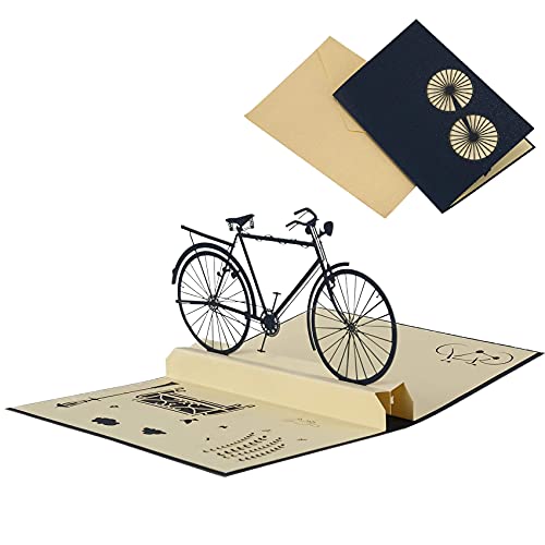 JeoPoom Pop-Up Karte, Fahrradkarte, Glückwunschkarte mit Fahrrad in 3D, Popup Glückwunschkarte, für Ihre Freunde, Familien, Klassenkameraden, Lehrer usw