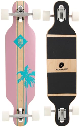 RollerCoaster Longboards Drop-Through The ONE Edition: Feathers, Palms, Stripes (Palms: rosa)