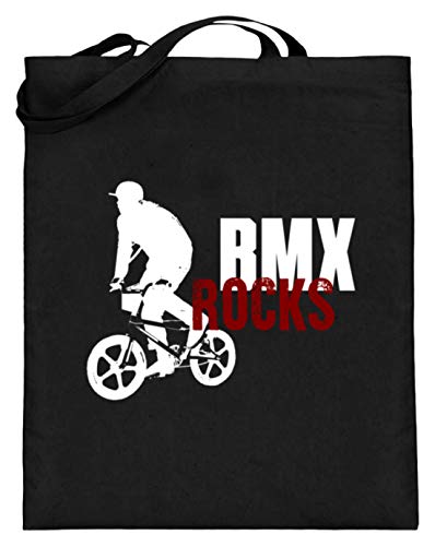 BMX Rocks! BMX Fahren Fahrrad Bike Rocken Damen Herren - Schlichtes Und Witziges Design - Jutebeutel (mit langen Henkeln)