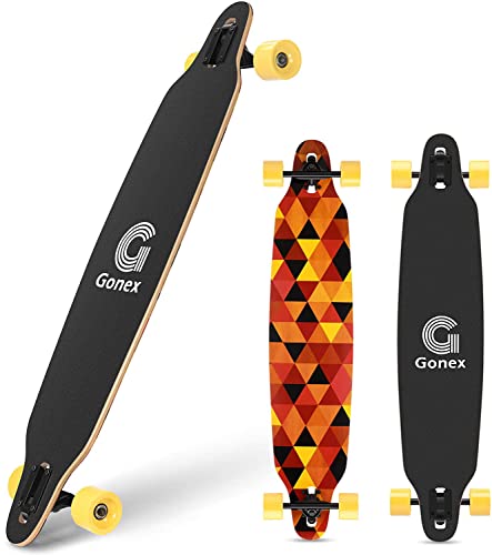 Gonex 42' Longboard Skateboard für Mädchen Erwachsene Anfänger und Kinder, Komplettes Skateboard 9-lagiger Ahorn Konkav Kreuzer, Gold
