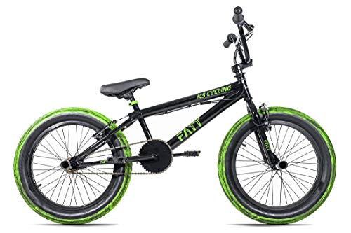 KS Cycling BMX Freestyle 20'' Fatt schwarz-grün mit Muddy Reifen