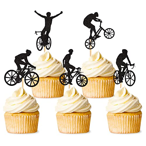 30 Stück Fahrrad Cupcake Topper Fahrrad Kuchen Topper Sport Kuchen Dekoration für Fahrrad Thema Party Dekoration Sport Party Dekoration
