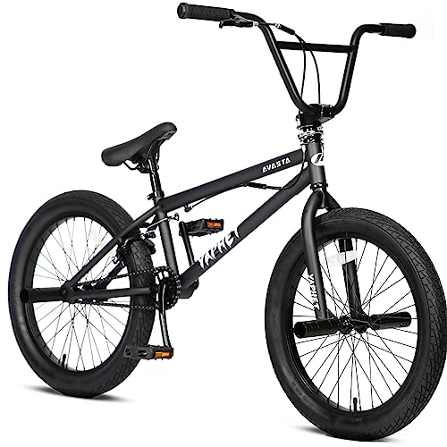 AVASTA 20 Inch Kids Bike Freestyle BMX Fahrräder für 6-14 Jahre alte Jungen und Anfänger mit 4 Pegs, Schwarz