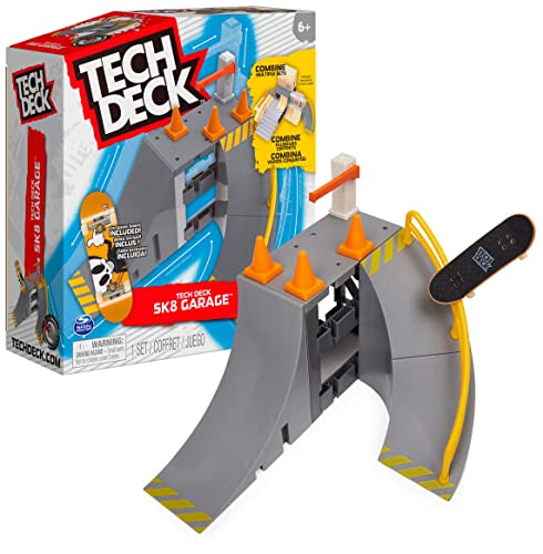 Tech Deck, Sk8 Garage X-Connect Park Creator, anpassbares und aufbaubares Rampenset mit besonderem Fingerboard, Kinderspielzeug für Jungen und Mädchen, Grau