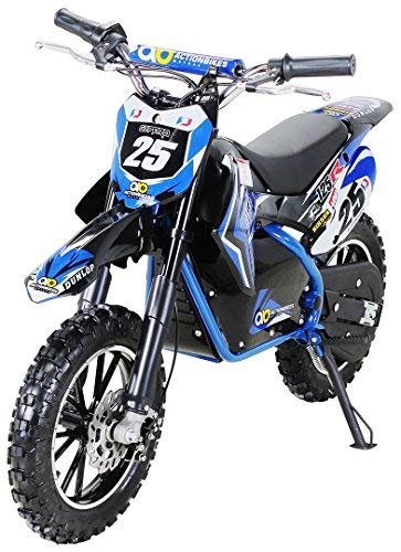 Actionbikes Motors Mini Kinder Crossbike Gepard 𝟱𝟬𝟬 Watt - 36 Volt - Bis 25 km/h - 3 Geschwindigkeitsstufen - Scheibenbremsen - Pocket Bike - Motorrad - Motocross - Dirt Bike - Enduro (Blau)