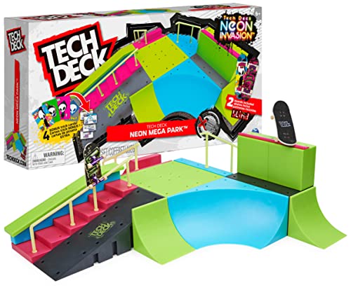 Tech Deck, Neon Mega Park X-Connect Creator, anpassbares Rampenset mit Zwei Fingerboards, leuchtet im Dunkeln, Kinderspielzeug für Jungen und Mädchen