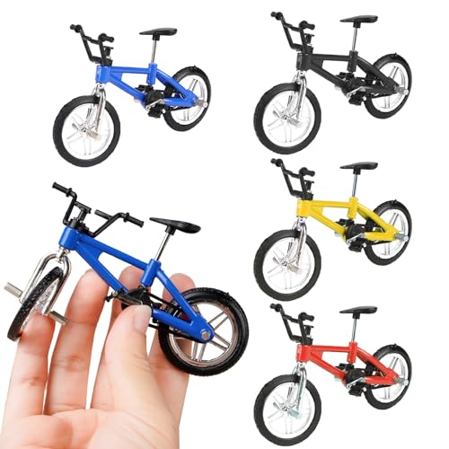 OusSee 4 Stück Finger Fahrrad, Mini Fahrrad Modell Deko, Fahrrad Miniatur, Mini BMX Bike, Rennrad Mountainbike Modell Kreative Geschenke für Schlafzimmer Büro Dekoration
