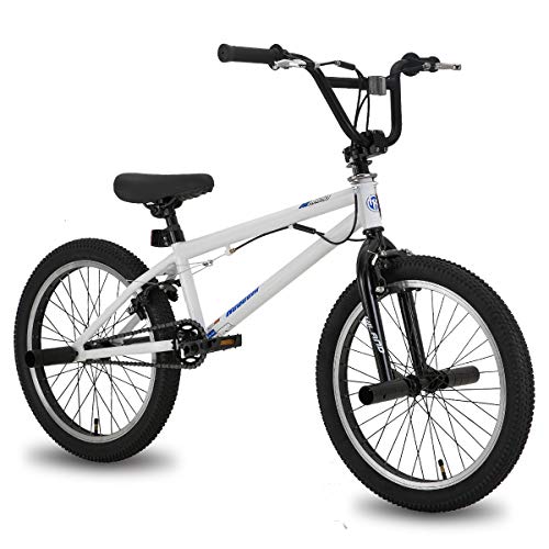 Hiland 20 Zoll BMX Freestyle Bike für Jungen mit 360 Grad Gyro & 4 Pegs, weiß bmxrad