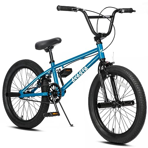 AVASTA 20 Zoll Freestyle Jugend BMX Fahrrad Kinderfahrrad für 6 7 8 9 10 11 12 13 14 Jahre alt Jungen Mädchen Junge Erwachsene und Anfänger-Level-Fahrer mit 4 Peg, Blau