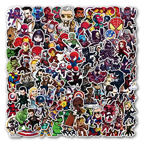 100 Stück Marvel Avengers Superhelden-Aufkleber für Kinder, Jungen, Teenager, Erwachsene, wasserdichte Vinyl-Comic-Legenden-Helden-Aufkleber für Laptop, Wasserflaschen, Fahrrad, Skateboard, Gitarre